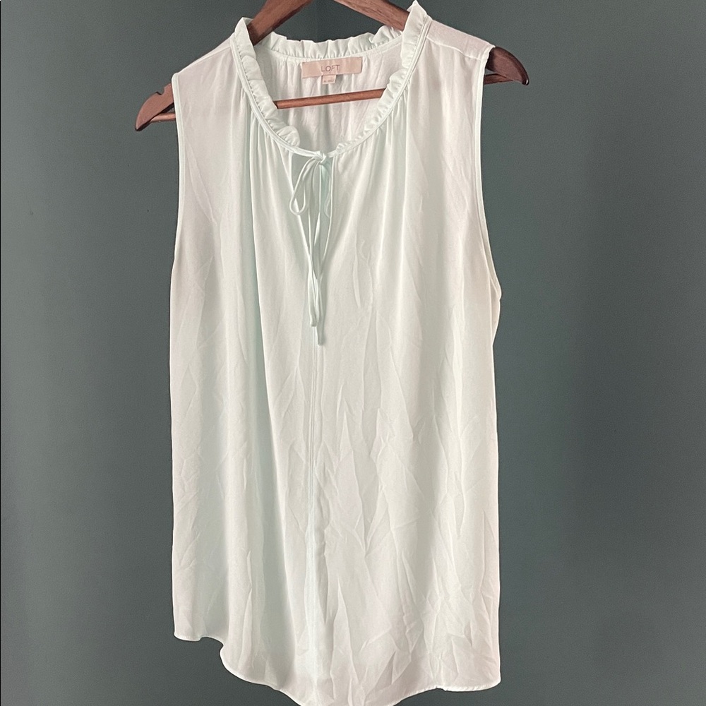 LOFT Light ocean blue Ruffle Blouse